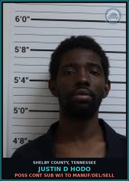 CCW arrest card for JUSTIN D HODO in Shelby County: UPCS-W/I METH