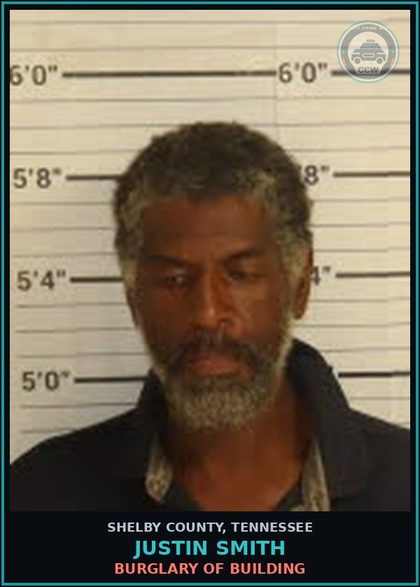 CCW arrest card for JUSTIN SMITH in Shelby County: CRIMINAL TRESPASS