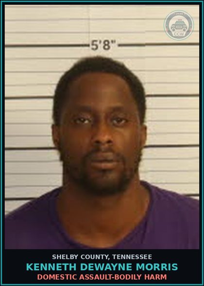 CCW arrest card for KENNETH DEWAYNE MORRIS in Shelby County: DOMESTIC ASSAULT-BODILY HARM