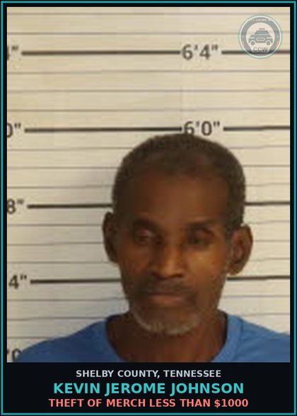 CCW arrest card for KEVIN JEROME JOHNSON in Shelby County: THEFT OF MERCH LESS THAN $1000