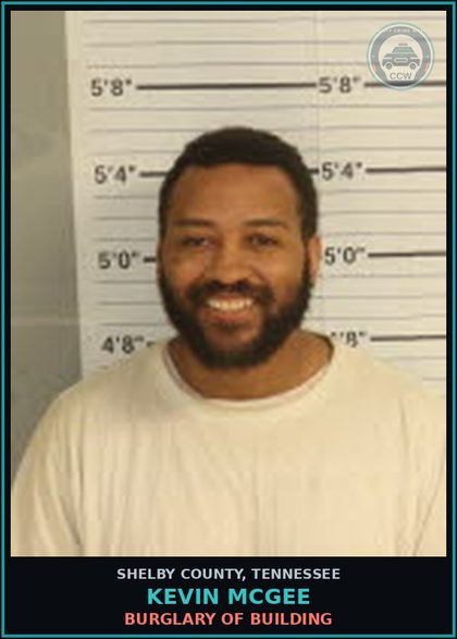 CCW arrest card for KEVIN MCGEE in Shelby County: BURGLARY OF BUILDING