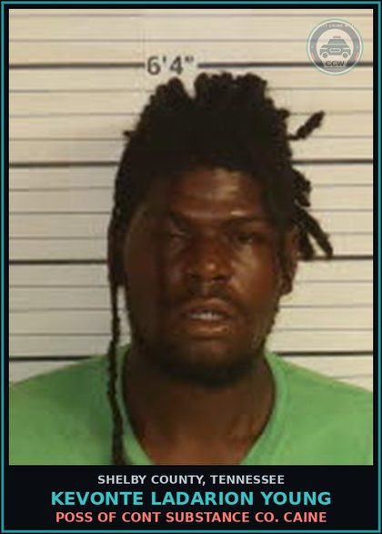 CCW arrest card for KEVONTE LADARION YOUNG in Shelby County: THEFT OF PROPERTY $1000-$2500