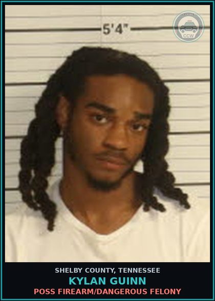 CCW arrest card for KYLAN GUINN in Shelby County: POSS CONT SUB W/I TO MANUF/DEL/SELL