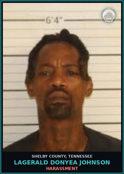 CCW arrest card for LAGERALD DONYEA JOHNSON in Shelby County: HARASSMENT