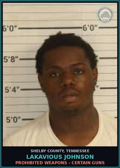CCW arrest card for LAKAVIOUS JOHNSON in Shelby County: EVADING ARREST