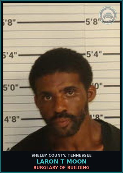 CCW arrest card for LARON T MOON in Shelby County: THEFT OF PROPERTY $1000 OR LESS