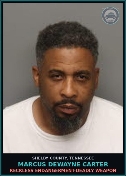 CCW arrest card for MARCUS DEWAYNE CARTER in Shelby County: RECKLESS ENDANGERMENT-DEADLY WEAPON