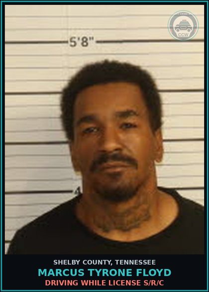CCW arrest card for MARCUS TYRONE FLOYD in Shelby County: DRIVING WHILE LICENSE S/R/C