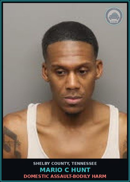 CCW arrest card for MARIO C HUNT in Shelby County: DOMESTIC ASSAULT-BODILY HARM
