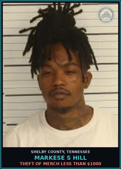 CCW arrest card for MARKESE S HILL in Shelby County: THEFT OF MERCH LESS THAN $1000