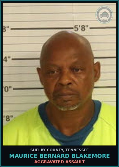 CCW arrest card for MAURICE BERNARD BLAKEMORE in Shelby County: AGGRAVATED ASSAULT