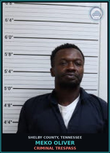 CCW arrest card for MEKO OLIVER in Shelby County: CRIMINAL TRESPASS