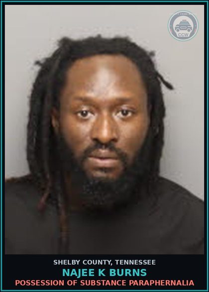 CCW arrest card for NAJEE K BURNS in Shelby County: SPEEDING M