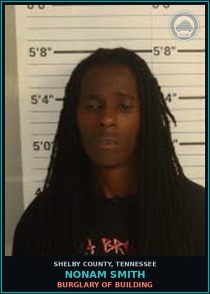CCW arrest card for NONAM SMITH in Shelby County: BURGLARY OF BUILDING