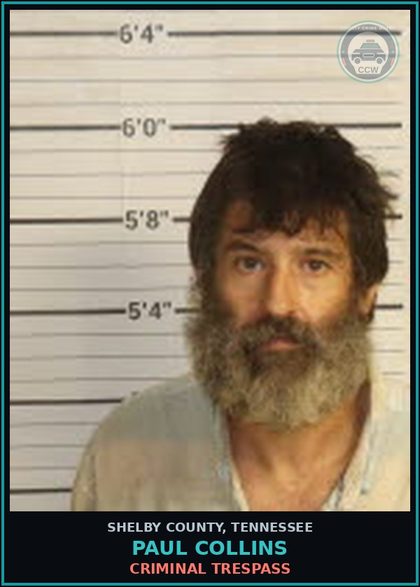 CCW arrest card for PAUL COLLINS in Shelby County: CRIMINAL TRESPASS