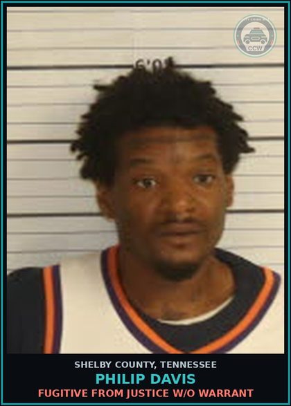 CCW arrest card for PHILIP DAVIS in Shelby County: FUGITIVE FROM JUSTICE W/O WARRANT