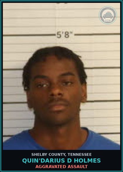 CCW arrest card for QUIN'DARIUS D HOLMES in Shelby County: POSS OF CONT SUBSTANCE
