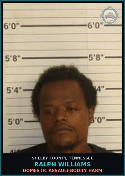 CCW arrest card for RALPH WILLIAMS in Shelby County: DRIVING WHILE LICENSE S/R/C