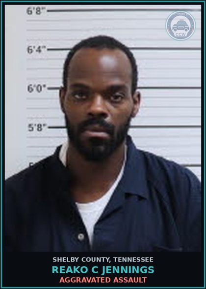 CCW arrest card for REAKO C JENNINGS in Shelby County: AGGRAVATED ASSAULT