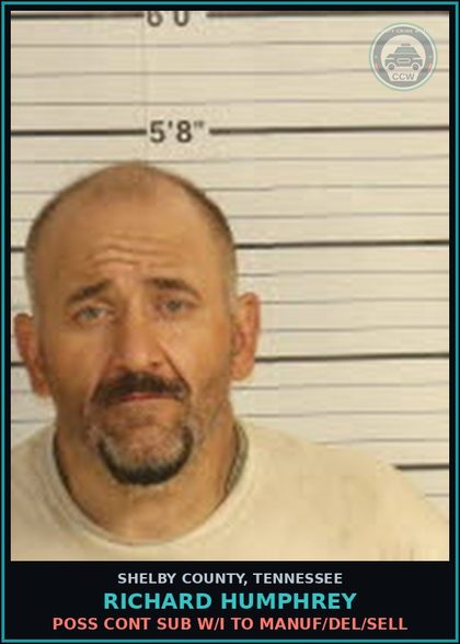 CCW arrest card for RICHARD HUMPHREY in Shelby County: UPCS-W/I METH