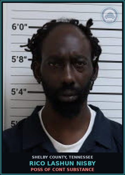 CCW arrest card for RICO LASHUN NISBY in Shelby County: MANUF/DEL/SELL/COCAINE