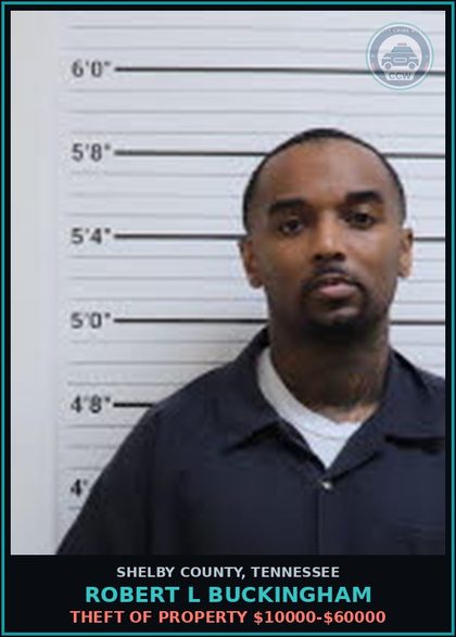 CCW arrest card for ROBERT L BUCKINGHAM in Shelby County: THEFT OF PROPERTY $10000-$60000