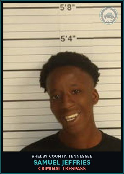 CCW arrest card for SAMUEL JEFFRIES in Shelby County: CRIMINAL TRESPASS