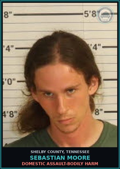 CCW arrest card for SEBASTIAN MOORE in Shelby County: DOMESTIC ASSAULT-BODILY HARM