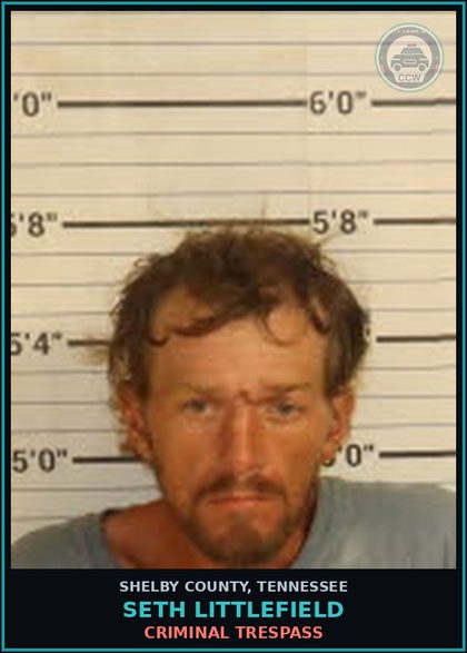 CCW arrest card for SETH LITTLEFIELD in Shelby County: CRIMINAL TRESPASS