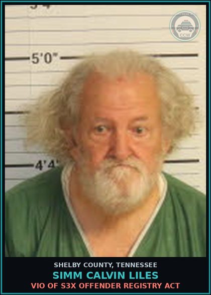 CCW arrest card for SIMM CALVIN LILES in Shelby County: VIO OF s3x OFFENDER REGISTRY ACT