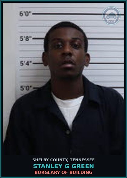 CCW arrest card for STANLEY G GREEN in Shelby County: UNLAWFUL CARRYING OR POSSESSION OF A WEAPON