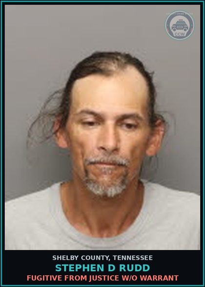 CCW arrest card for STEPHEN D RUDD in Shelby County: FUGITIVE FROM JUSTICE W/O WARRANT