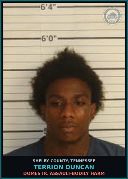 CCW arrest card for TERRION DUNCAN in Shelby County: DOMESTIC ASSAULT-BODILY HARM