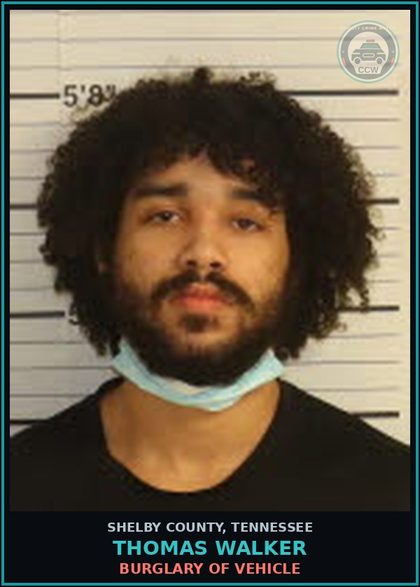 CCW arrest card for THOMAS WALKER in Shelby County: BURGLARY OF VEHICLE