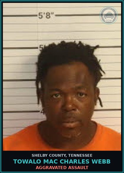 CCW arrest card for TOWALO MAC CHARLES WEBB in Shelby County: AGGRAVATED ASSAULT