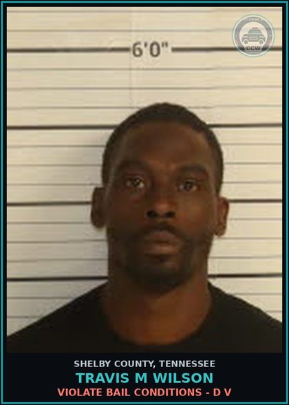 CCW arrest card for TRAVIS M WILSON in Shelby County: VIOLATE BAIL CONDITIONS - D V