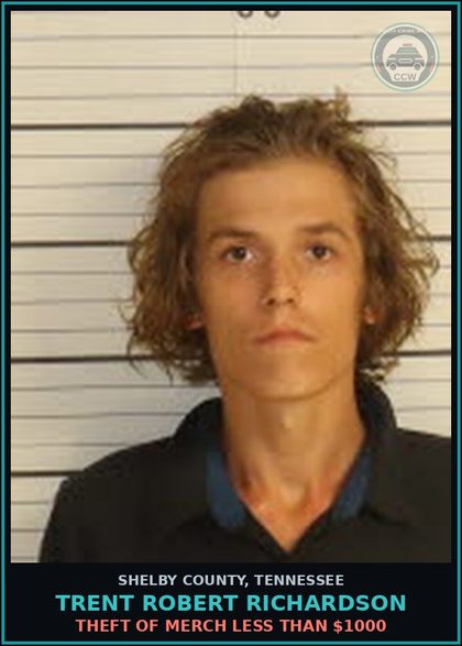 CCW arrest card for TRENT ROBERT RICHARDSON in Shelby County: THEFT OF MERCH LESS THAN $1000