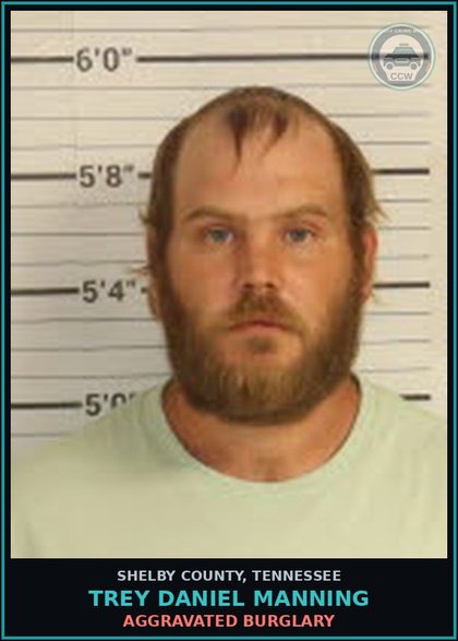 CCW arrest card for TREY DANIEL MANNING in Shelby County: DOMESTIC ASSAULT-BODILY HARM