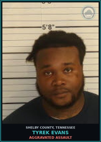 CCW arrest card for TYREK EVANS in Shelby County: AGGRAVATED ASSAULT