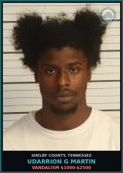 CCW arrest card for UDARRION G MARTIN in Shelby County: VANDALISM $1000-$2500