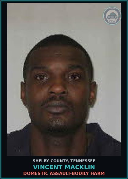 CCW arrest card for VINCENT MACKLIN in Shelby County: DOMESTIC ASSAULT-BODILY HARM