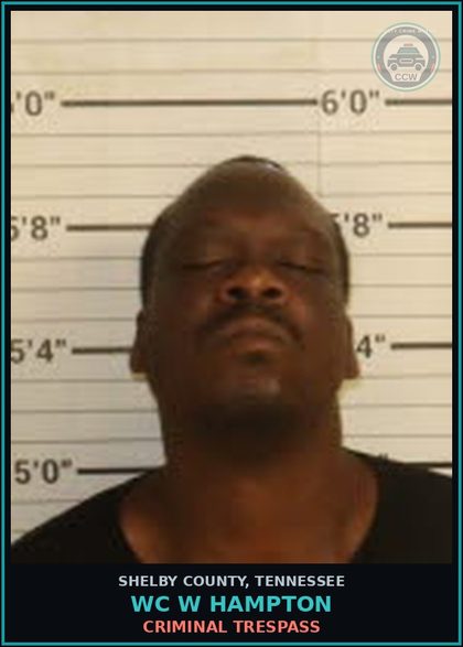 CCW arrest card for WC W HAMPTON in Shelby County: CRIMINAL TRESPASS