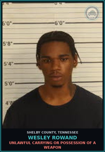 CCW arrest card for WESLEY ROWAND in Shelby County: EVADING ARREST