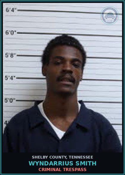 CCW arrest card for WYNDARRIUS SMITH in Shelby County: CRIMINAL TRESPASS