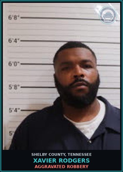 CCW arrest card for XAVIER RODGERS in Shelby County: AGGRAVATED ROBBERY
