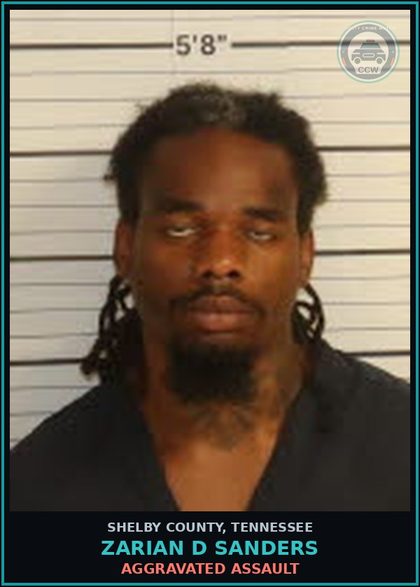 CCW arrest card for ZARIAN D SANDERS in Shelby County: ESPECIALLY AGGRAVATED BURGLARY