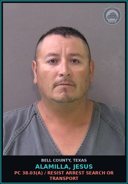 CCW arrest card for ALAMILLA, JESUS in Bell County: / IMMIGRATION VIOLATION