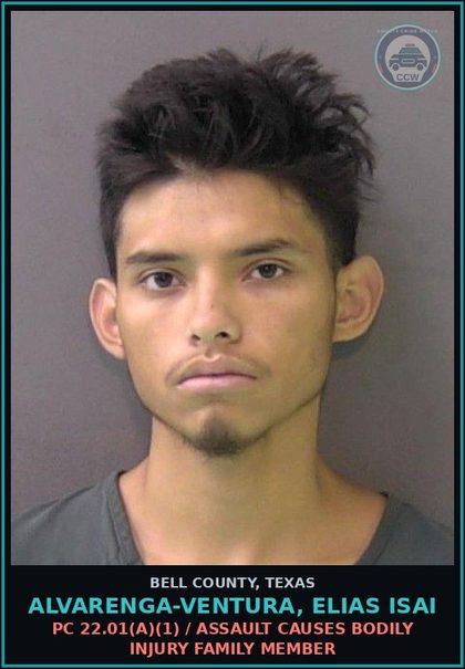 CCW arrest card for ALVARENGA-VENTURA, ELIAS ISAI in Bell County: / IMMIGRATION VIOLATION