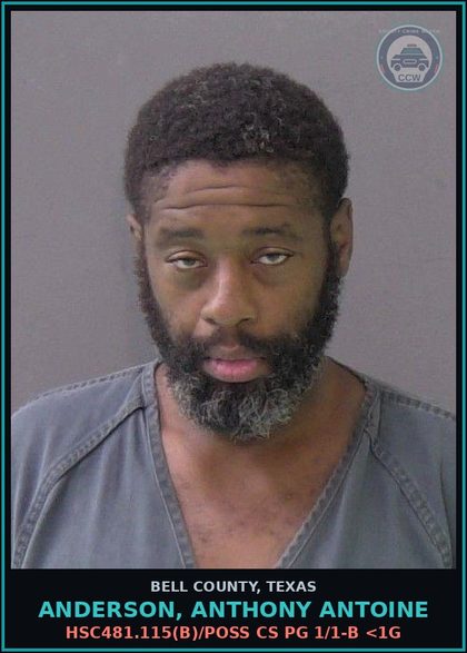 CCW arrest card for ANDERSON, ANTHONY ANTOINE in Bell County: PUBLIC LEWDNESS