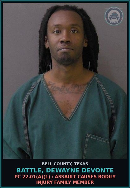 CCW arrest card for BATTLE, DEWAYNE DEVONTE in Bell County: PC 49.04 / DRIVING WHILE INTOXICATED